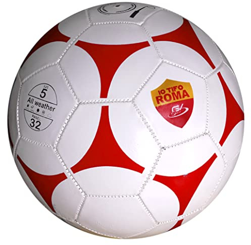 CUCUBA Pallone Da Calcio Da Allenamento O Partita Misura 5 Lucido Per Romanisti (Colore dominante: bianco) io tifo Roma
