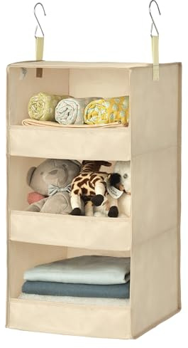 GRANNY SAYS Hängande Garderobsförvaring 3 Hyllor, Paket med 1 Hängande Klädförvaring, Hängande Förvaring för Garderob, Hängande Organisatör i tyg för Klädtillbehör, Hanging Storage Shelf, Khaki