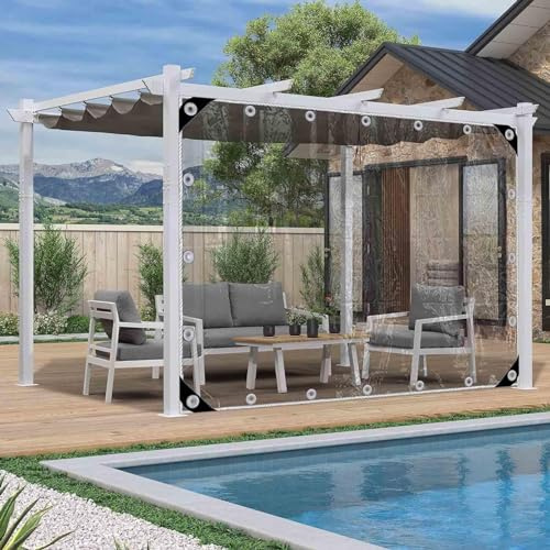 DZHTUF Transparent Vorhänge mit Ösen,Vinyl-Plane für draußen,Seitenteil aus Kunststoff,0.3mm Klar Planenvorhänge -Isolierung,Schneeschutz,L×H-1.5×2m(4.9 * 6.6ft)