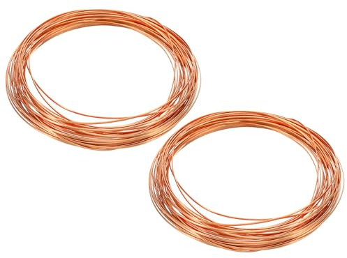 PATIKIL 99,9% Halbharter Kupferdraht, 2 Stück 20 Gauge/0,8 * 0,4 mm Durchmesser 6 m/19,68 ft Halbrunde Spule Reiner Kupfer Basteldraht für Schmuckherstellung, Perlen, Gartenpflanzen