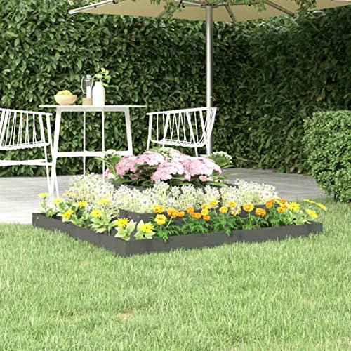 BaraSh Pflanzkübel Grau 110x110x27 cm Massivholz Kiefer Blumentopf Hoch Innen Pflanze Groß