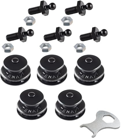 Tenax Knöpfe schwarz 5 Oberteile + 5 Unterteile Gewindeschrauben M5 x10mm + 1 TENAX-Schlüssel