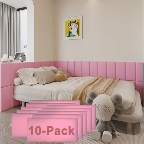 YU LI 3DH 3D Anti-Collision Wall Padding for Kids Self-Adhesive 10PCS Pink headboard Panels for Wall Peel and Stick headboard