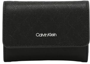 Calvin Klein Damen Geldbörse Must Small Trifold Mono Klein, Schwarz (Black Mono), Einheitsgröße