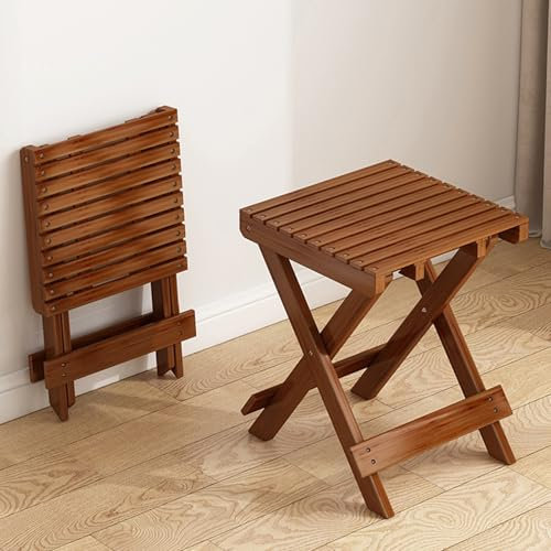 SBCC 2 Klapphocker/tragbare Hocker for Wohnzimmer, Schlafzimmer, Balkon/aus Bambus, Einfach Zu Montieren(Brown)