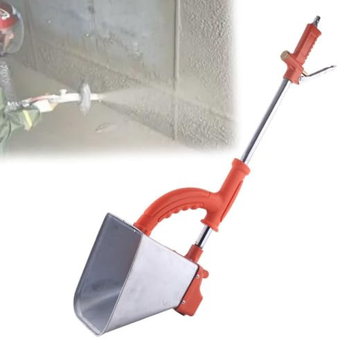 JOSBY Pneumatic Portable Mortar Sprayer, Plaster Wall Plastering Tool, 4 Hole Spraying& Gasket Design, Air Stucco Cement Mortar Plaster Sprayer, Stainless Steel Paint Spray Gun, for Construction Site