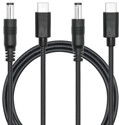 DC 5.5mm x 2.1mm to USB C Power Cord 1M/3FT, DC 5521 Male to USB Type C Male Plug 5V 3A Power Charging Cord Extension Cable, for LED Desk Lamp, Small Fan Etc Other USB Type C Port Device (2Pcs)