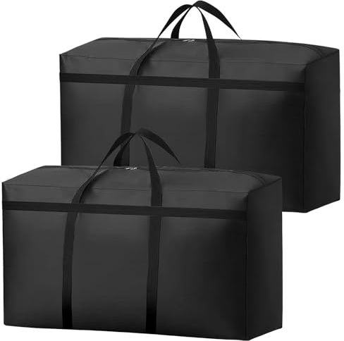 KOMABLEN Lot de 2 sacs de rangement de 180 l pour couettes, 600D, Oxford 600D, imperméable, grand sac de voyage avec fermeture éclair et poignée pour vêtements, literie, couvertures