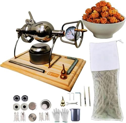MáQuina Hacer Palomitas MaíZ Tradicional, MáQuina Hacer Palomitas MaíZ Acero Inoxidable con Base Madera, Olla Hacer Palomitas MaíZ, DiversióN Fiestas Y Reuniones Familiares(248ml)