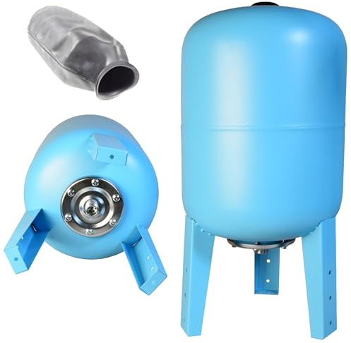 Serbatoio a Pressione 50L - per Impianti Idrici e Sistemi Autoclave - con Membrana EPDM - Vaso di Espansione - per Pompa Domestica Pompa per Pozzo - Attacco da 1 - Acciaio - Verticale 50 Litri