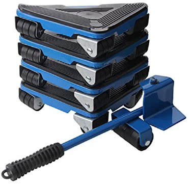 Heavy Duty 4PCS Furniture Mover Lifter with 3 Wheels, 360° Rotate Triangle Shape Caster Dolly, 300KG Load Capacity, Furniture Removal Moving Tools Blue