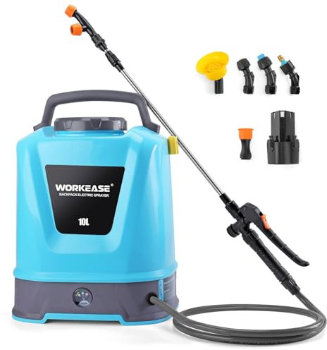 Backpack Battery Powered Sprayer with 6 Nozzles, 2.64 Gallon Electric Pump Sprayer with 2.6Ah Li-Ion Battery, 26-89Psi Adjustable Pressure Heavy Duty Sprayer for Lawn Garden Spraying Cleaning Weeding