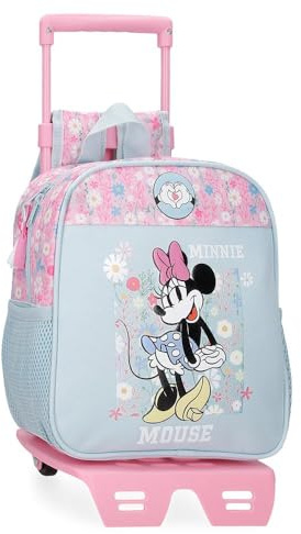 Disney Joumma Minnie Happy Mochila Escolar con Carro Azul 23x25x10 cms Poliéster 5,75L