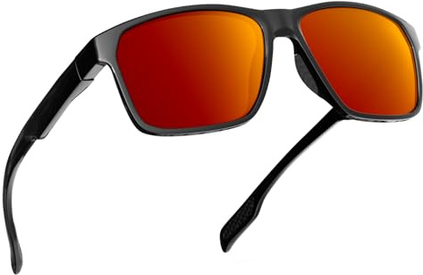 BONDDI Sonnenbrille für Herren Damen, Polarisierte Sonnenbrille mit UV400, TR90-Rahmen für Laufen, Autofahren und Andere Outdoor-Sportaktivitäten (Rot)