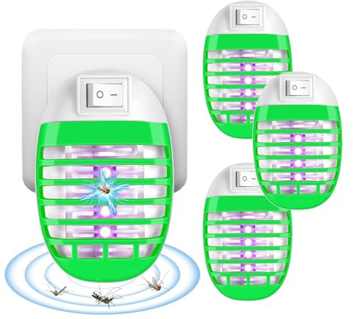 AOOWU Mückenstecker, 4 Stück Insektenvernichter Elektrisch, Mückenlampe, Elektrisch Mückenfalle mit UV-Licht, Mückenabwehr Protec für Fliegen, Mücken, Motten, Küche, für Schlafzimmer, Indoor