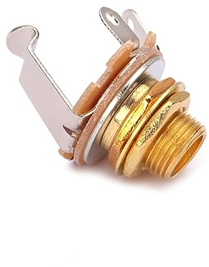 10 Stück Goldene Mono Gitarren Klinkenbuchsen Gt30, Einbaubuchse | 1/4 Zoll 6, 35mm, Inklusive Mutter und Unterlegscheibe, für Austausch bei E-gitarre und Akustikgitarre