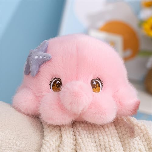 Ueiwffzo Plüschtier Octopus mit Seestern Kuscheltier Plüschpuppen, Weiches Rosa Octopus Plüsch Spielzeug, Süßer Stofftier Geschenk für Kinder (25cm)