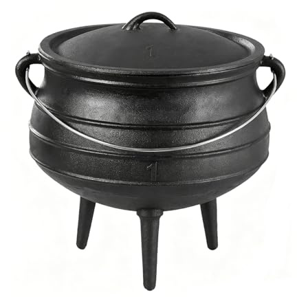 Warmiehomy 3 Legs Cast Iron Pot,3L Cast Iron Cauldron African Potjie Pot,Dutch Oven Cooking on Feet Or Hanging for Camping Stewing