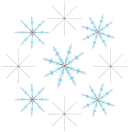 Chanumetal 12 Stück Drahtsterne Perlensterne Bastelset, DIY Sechszentrum Bastelset Weihnachten, Blau Schneeflocken Sterne Basteln für Party Winter Deko Weihnachten Match(Blau)