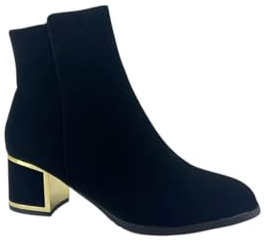 MODELISA - Botín de Tacón Cuadrado con Cremallera Lateral Para Mujer (Negro, Una talla, Sistema tallas calzado EU, Adulto, Mujer, Números, mediano, 38)