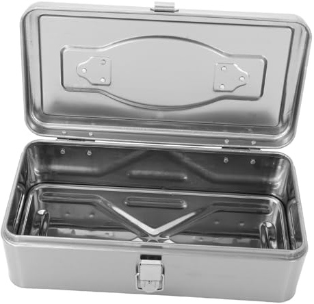 TEHAUX Heavy Duty Stainless Steel Toolbox with Handle Portable Metal Tool Chest for Home Workshop Garage Large Capacity Organizer with Reinforced Corners Secure Closure and