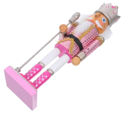 BESPORTBLE Soldatino Schiaccianoci di Natale in Legno Statua Soldato Burattino Tradizionale Ornamento Festivo Rosa per Mensola Tavolo Stufa