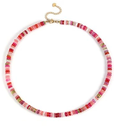 Jovivi Womens Crystal Choker Necklaces for Women,Mixed Red Gemstone Gold Beaded Necklace Spiritual Healing Boho Jewellery Gifts for Women Girls Ladies