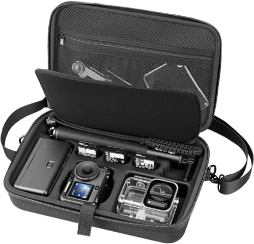 AMAZEAR Estuche de Transporte para dji Osmo Action 6 Accesorios | Funda rígida Compacta con Correa de Hombro Osmo Action 6, Bolso Portátil para Cámara, Ideal Viaje, Organización, Protección