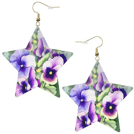 Pansy Perfection Women's Fashion Earrings, Celestial Dangle Earrings, Star Shape Jewelry for a Versatile