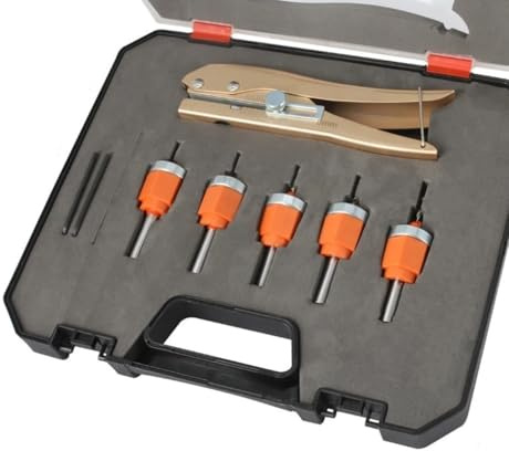 Auratrove Juego de brocas con alicates de perforación de bordes y extractor de tornillos avellanados para una apertura precisa del agujero, construcción de aleación con estuche de almacenamiento