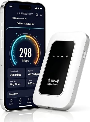 5G Mobile WiFi,Portable WiFi Router - SIM Card Hotspot, Ultra-Fast/Mobile Internet up to 300 Mbps, Pocket-Sized Modem for Travel & Remote Work,Supports simultaneous connection of up to 18 devices