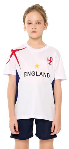 Fotbollströja for barn 2026 fotbollsshorts for ungdomar Fläktträningsdräkt set(England,4-5Y)