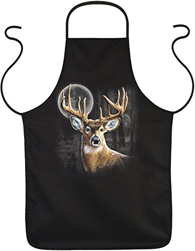 Geile-Fun-T-Shirts Grillschürze für Männer - Hirsch im Mondschein - Jäger Grill Koch Küchenschürze Schürze Männer Geschenke geil bedruckt