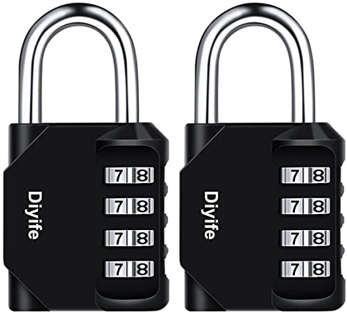 2 Pack Zahlenschlösser Vorhängeschloss 4-Stelliges, Diyife Kombinationsschloss, Wetterfestes Metall, Plated Steel Combination Lock für Schule, Gym Locker, Garage, Gatter, Hasp Cabinet, Storage