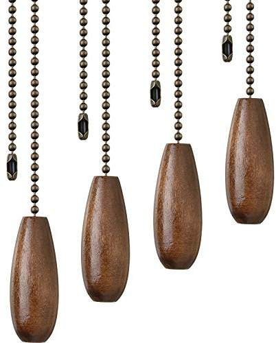 Boao 4 Pieces Ceiling Fan Chain Pulls Extender Wooden Pull Chain Extension Ornaments for Ceiling Light Lamp Fan(Walnut Color)
