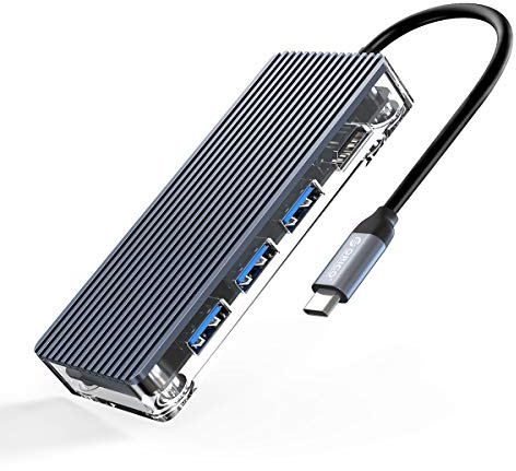ORICO 7 in 1 USB C Hub 100W Power Delivery 3 USB 3.0 Data Ports, 4K@30Hz HDMI, SD/TF-Kartenleser für MacBook Air, MacBook Pro, XPS, Pixelbook, und mehr Typ C Laptop