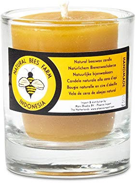 Sacred Essence Candela votiva in cera d'api con supporto in vetro, 4,5 cm x 4 cm (14-16 ore di combustione)