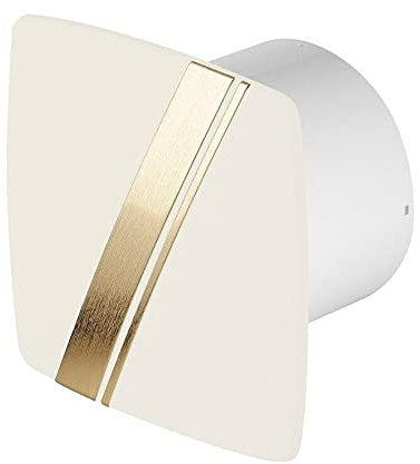 Prostko LTD 100mm Bathroom Extractor Fan with Timer Humidity Sensor Cream/Gold Wave Panel