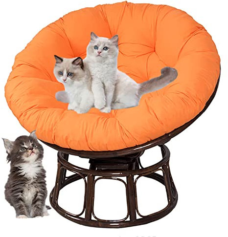 SRHWBF Papasan Kissen Sitzkissen Im Freien Hängesessel Kissen Krabbeldecke Für Rattan Hängeschaukel Ei Hängesessel für Drehsessel Korbsessel Balkonstuhl (NUR Kissen) (Orange Ø120cm/47.2 in)
