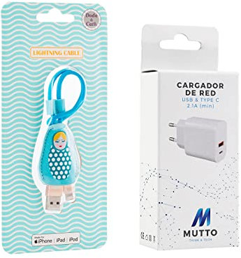 MUTTO Confezione caricabatterie USB C, adattatore di corrente USB C da 10 W, spina di carica rapida con tipo C e A + cavo dati USB-Lightning Poupée Russe