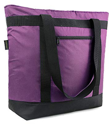 BeeGreen Cooler Bag Soft Insulated Tote for Beach Travel Grocery Shopping Lunch Portable Large Ice Coolers with Handle Hard Freezer Bags with Zippered Top Foldable Leakproof Delivery Totes Purple