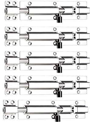 TMPTY Torriegel, Sicherheit Schwerlast Solides Tonnengleiten Riegelschloss für Gartenhaus-Kellertür, 5er-Pack (Größe : 5 in)