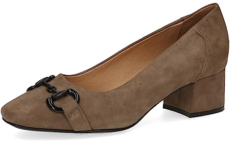 CAPRICE Damen Pumps Memotion aus Leder Kleiner Absatz Weite G, Grün (Olive Pearl), 39 EU