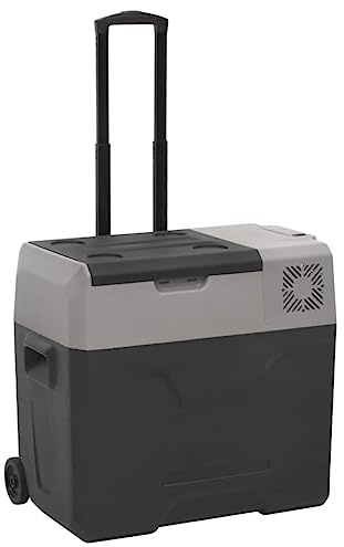 JUNZAI Backpacking Camping Cooler,Electric Coolbox,Ice Coolers Box,Cool Box with Wheel and Handle Black&Grey 40 L Polypropylene