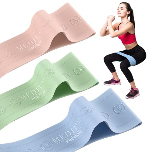 PROIRON Dual Mode Resistance Bands Set of 3, Premium Silicone Fitness Exercise Loop for Women, Anti-Slip Gym Bands with 3 * 2 Different Strength Levels, for Home, Gym, Yoga, Training