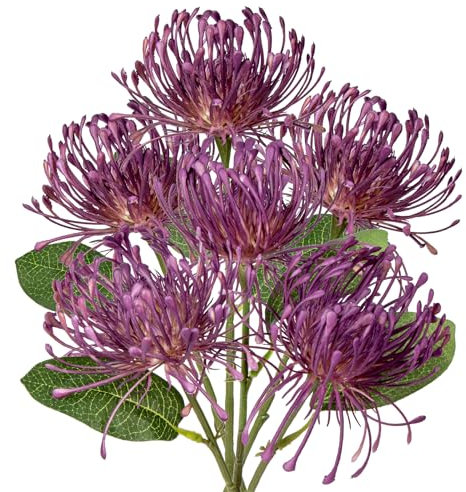 Briful 6 Pcs Artificial Chrysanthemum Flowers Purple Spider Mom Fake Flowers for Mom Flower Arrangement Wedding Bouquet Home Bathroom Decor