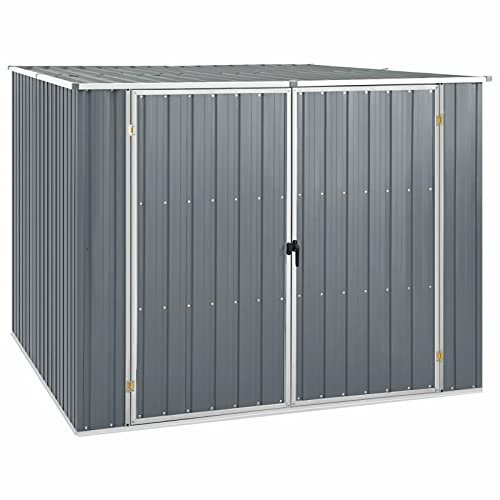 LAPOOH Gerätehaus, Geräteschuppen, Gartenhütte, Fahrradgarage, Gartenschuppen, Gartenhã¤User & Aufbewahrung, Grau 195x198x159 cm Verzinkter Stahl