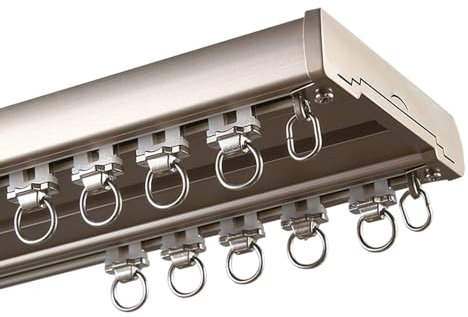 TZUFA Hochleistungs-Deckengardinenschiene Vorhangschiene Aluminium Gardinenleisten 2 Läufig Für Vorhänge, Raumteiler Gardinenstange Für Büro/Zuhause (Color : D, Size : 4.5m(3 * 1.5m))