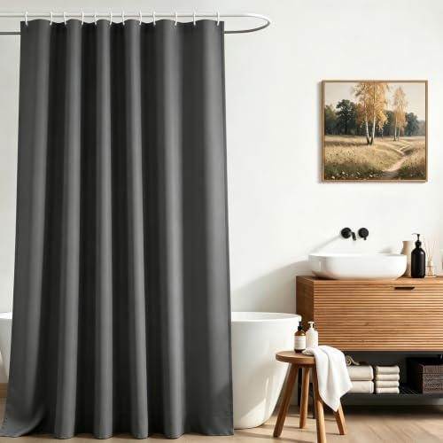 Lerores - Tenda per doccia e vasca da bagno, 120 x 200 cm, colore grigio scuro, con fondo pesante, resistente alla muffa, tessuto impermeabile, lavabile, in poliestere, per bagno, con 8 anelli per