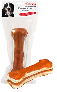 Corwex Kauknochen (1x15cm mit Huhn - 8er Pack), für große Hunde, extra lecker & fettarm, Hunde-Kauartike mit 100% Huhn im Fleischanteil